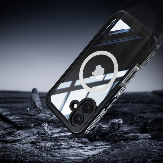 Чехол для iPhone 16, Shockproof, со стеклом, для MagSafe, чёрный
