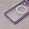 Магнитный чехол с двойным стеклом MagSafe для Samsung Galaxy S22 Ultra, фиолетовый