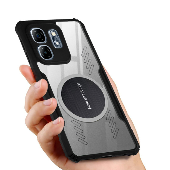 Чохол для Infinix Hot 50i 4G, з магнітною пластиною, прозорий / чорний