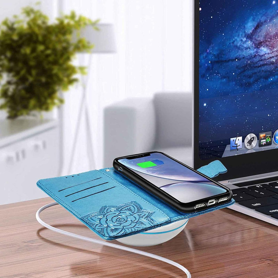Откидной чехол для Oppo Reno 13F / Oppo Reno 13FS, Butterfly, синий