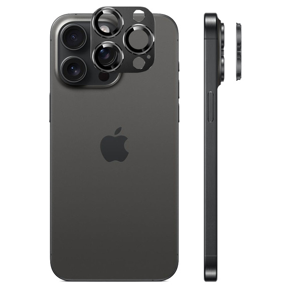 Скло для камери iPhone 16 Pro / 16 Pro Max, чорне з металевим покриттям ERBORD