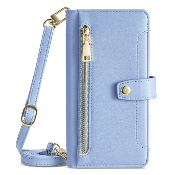 Откидной чехол для iPhone 15, Wallet Zipper Pocket, синий