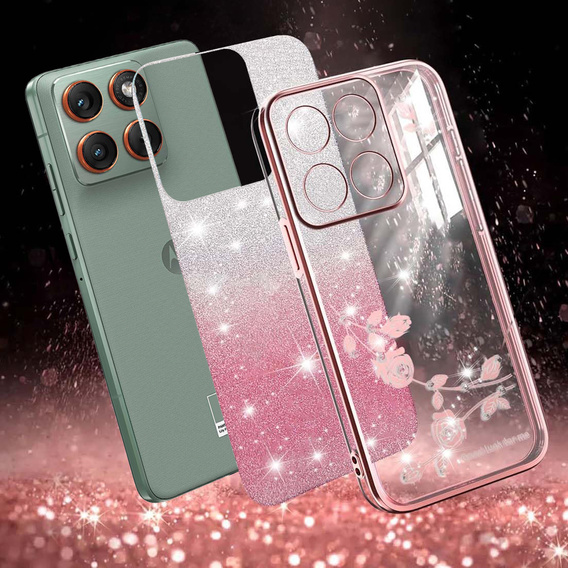 Чехол с блестками Glitter Flower для Motorola Edge 70