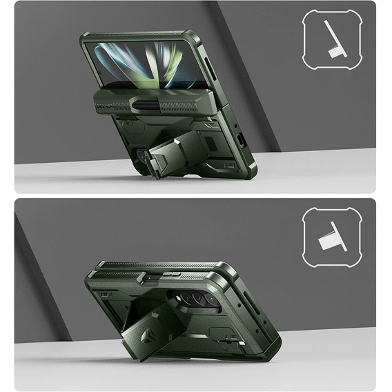 Броньований чохол для Samsung Galaxy Z Fold 4 5G, Dexnor Full Body S-Pen Slot, зелений