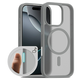 Чохол ERBORD з MagSafe для iPhone 16 Pro, Matte Case, з активною кнопкою, матовий / титановий сірий