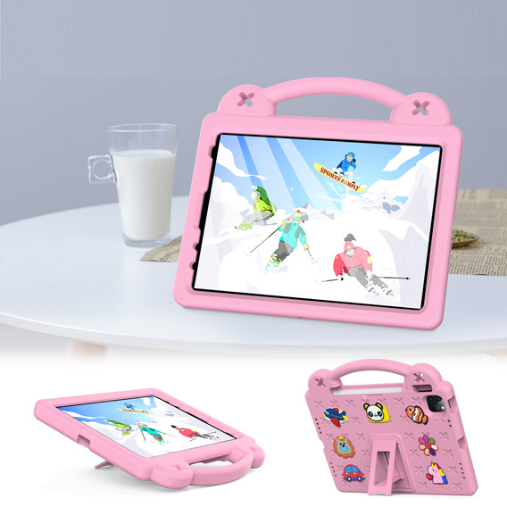 Дитячий чохол для планшета iPad 10.9 2022 10 Gen, Cute Patterns, з підставкою, рожевий