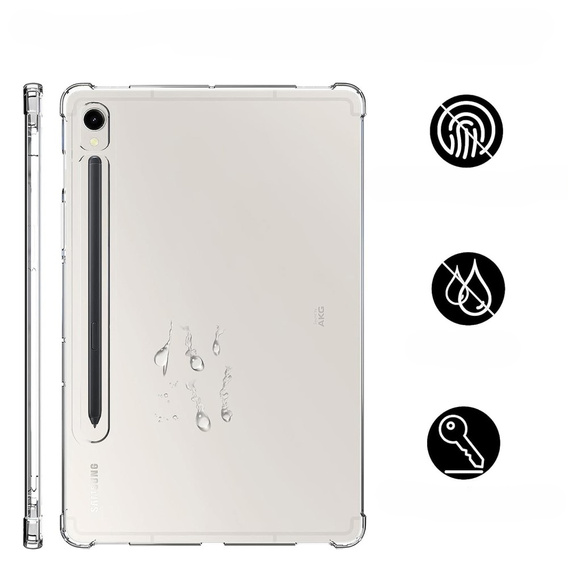 Чехол для Samsung Galaxy Tab S9, с держателем стилуса, силиконовый, прозрачный