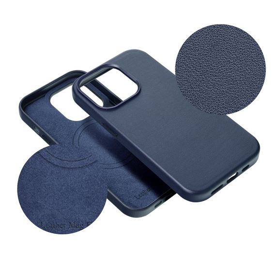 Кожаный чехол Mag Cover для iPhone 15 Plus, синий