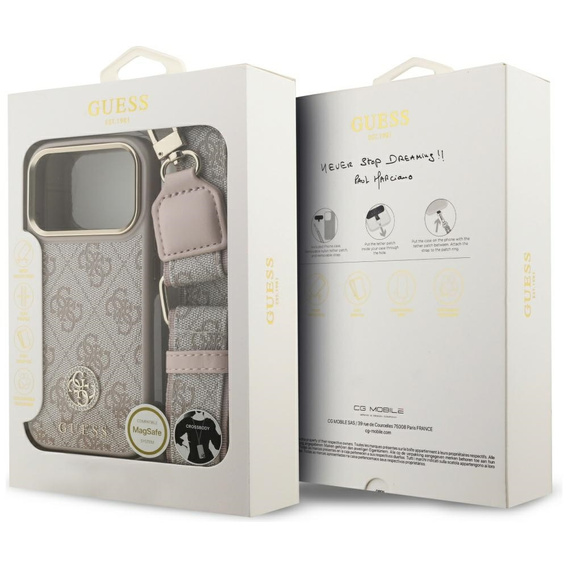 Чехол GUESS 4G Strass Logo с ремешком, MagSafe для iPhone 17 Pro Max