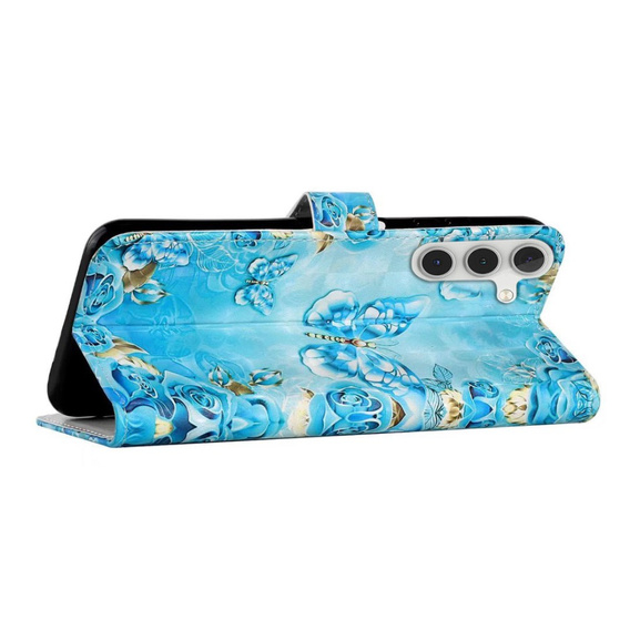 Откидной чехол для Samsung Galaxy A05s, Wallet, Blue Gold Butterflies, синий
