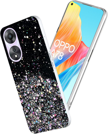 Чехол до Oppo A78 5G, Glittery, чёрный
