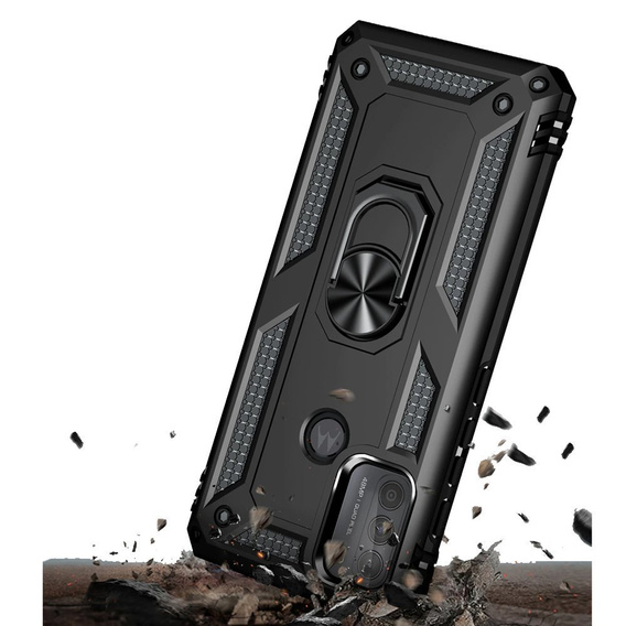 Бронированный Чехол до Motorola Moto G50, Nox Case Ring, чёрный