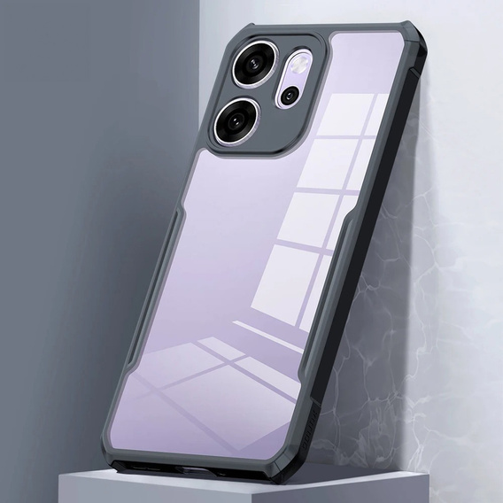 Чехол для Oppo Reno 14F, усиленный, прозрачный с черными боками