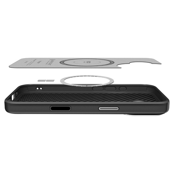 Чохол Spigen Enzo Aramid MagSafe для iPhone 17, карбоновий чорний / сріблястий