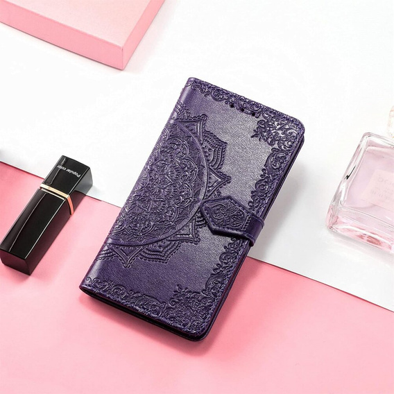Откидной чехол для Oppo Reno 12 Pro, Mandala, фиолетовый