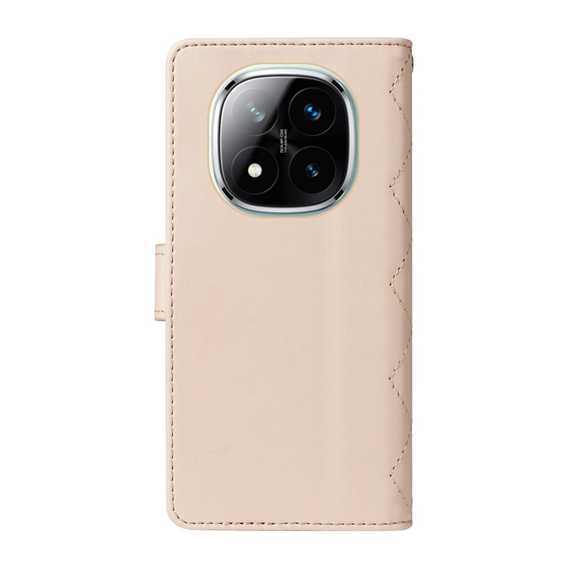Чохол-сумка для Xiaomi Redmi Note 14 Pro 5G / Xiaomi Redmi Note 14 Pro+ 5G / Xiaomi Poco X7 5G, Rhombus Crossbody Leather, бежевий