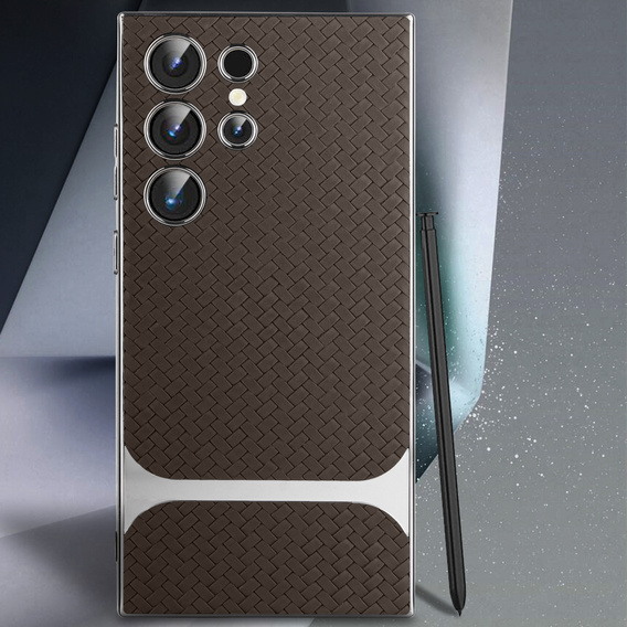 Чехол до Samsung Galaxy S24 Ultra, GKK Woven Leather, кофе