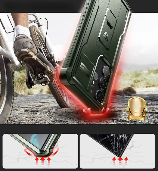 Бронированный чехол для Samsung Galaxy S23 Ultra, Dexnor Full Body (Two Frames), зелёный