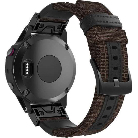 Ремешок Canvas+Leather для Garmin Fenix 5/6/6 Pro / Forerunner 935/945 - Brown