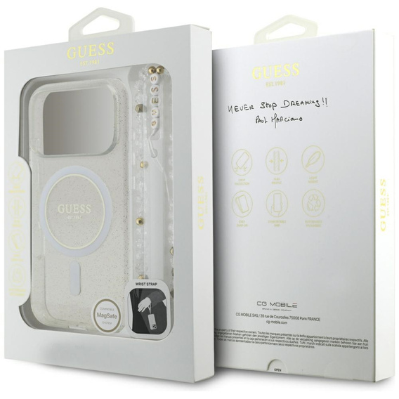 Чохол Guess IML Glitter Pearl Strap MagSafe для iPhone 17 Pro Max