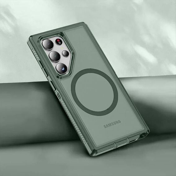 Чохол з рамкою для Samsung Galaxy S22 Ultra, для MagSafe, зелений