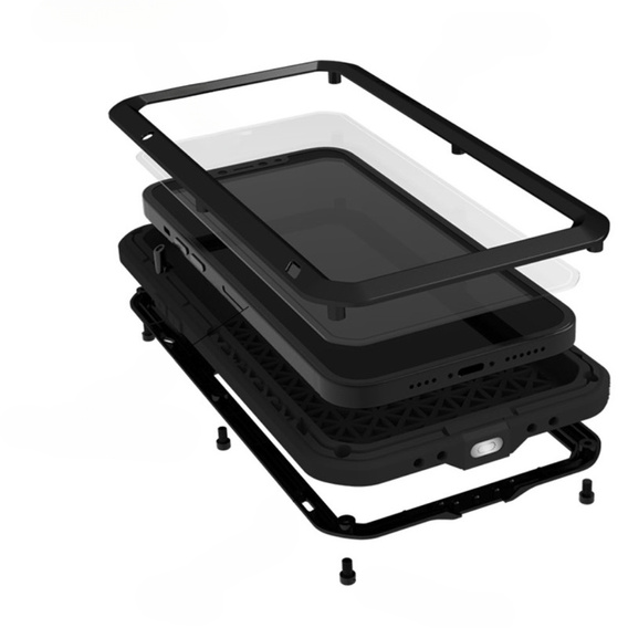 Чoхол Love Mei до iPhone 13 Pro, armored with glass, чорний