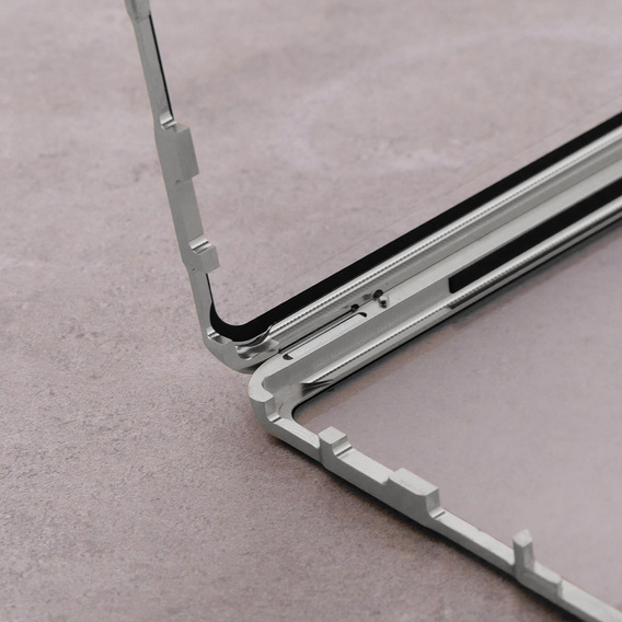 Магнітний чохол Dual Glass MagSafe для Samsung Galaxy S22 Ultra, сріблястий