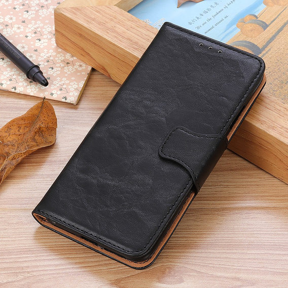 Откидной чехол для Samsung Galaxy S25 Edge, Crazy Horse Wallet, чёрный