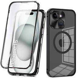 Магнітний чохол Dual Glass MagSafe для iPhone 15, чорний