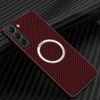 Чoхол до Samsung Galaxy S21, Magsafe Slim Carbon, червоний