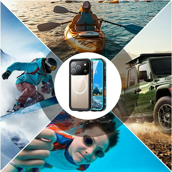 Чохол для iPhone 17 Pro, водонепроникний IP68, SHELLBOX MagSafe, синій