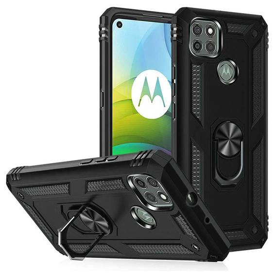 Бронированный Чехол до Motorola Moto G9 Power, Nox Case Ring, чёрный