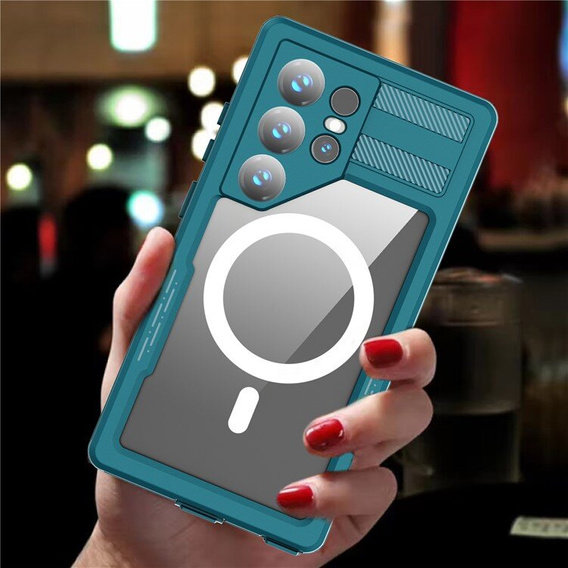 Водонепроницаемый чехол для Samsung Galaxy S24 Ultra, Redpepper, для MagSafe, синий