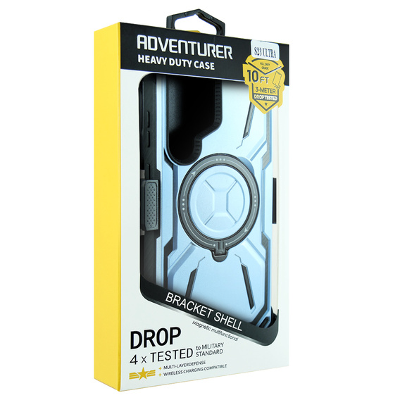 Чехол до Samsung Galaxy S23 Ultra, Heavy Duty Ring Belt Clip, синий