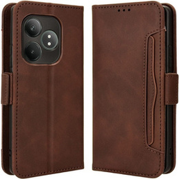 Футляр з клапаном для Realme GT 6 / 6T, Card Slot, коричневий