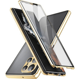 Чехол для Samsung Galaxy S22 Ultra, Magnetic Dual Glass, золотой