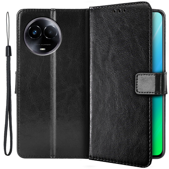 Откидной чехол для Realme 11 5G, Crazy Horse Wallet, чёрный