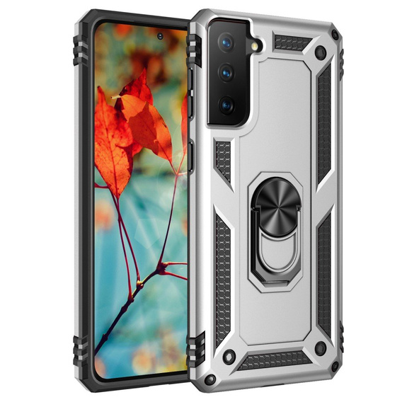 Броньований Чoхол до Samsung Galaxy S21, Nox Case Ring, сріблястий