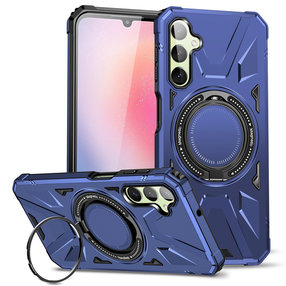 Чехол для Samsung Galaxy A54 5G, бронированный с подставкой и ручкой-планшетом, темно-синий