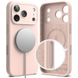Чехол Ringke для iPhone 17 Pro Max, силиконовый магнитный MagSafe, розовый песок