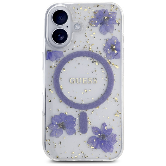 Чехол GUESS HC MagSafe Resin Flowers and Glitter для iPhone 16