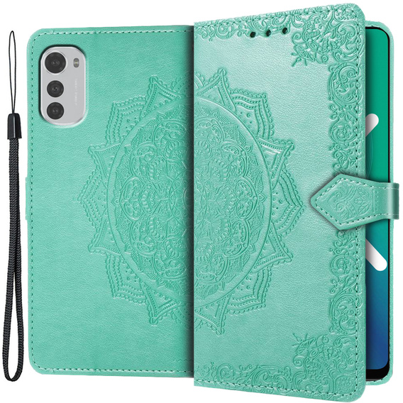 Откидной чехол для Motorola Moto E32 4G, Mandala, зелёный