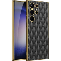 Чехол для Samsung Galaxy S24 Ultra, Leather Rhombus, черный