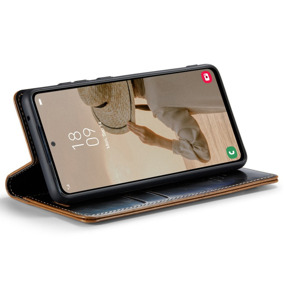 Флип-кейс CASEME для Samsung Galaxy A53 5G, Waxy Textured, чёрный / коричневый