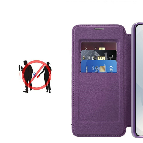 Откидной чехол для Samsung Galaxy S25 Edge, RFID Wallet MagSafe CamShield, фиолетовый