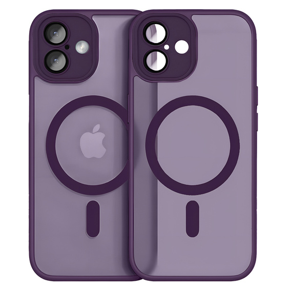 Чехол для iPhone 16 Plus, для MagSafe, ERBORD Matt Case, тёмно-фиолетовый + стекло для экрана