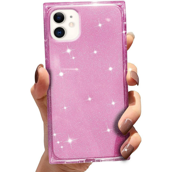 Чехол Square Glitter до iPhone 12, Rose Gold