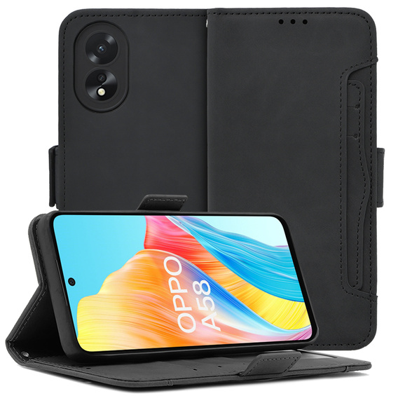 Откидной чехол для Oppo A58 4G, Card Slot, чёрный