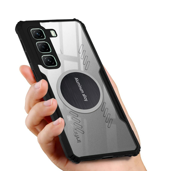 Чохол для Infinix Hot 50 Pro+ 4G, з магнітною пластиною, прозорий / чорний
