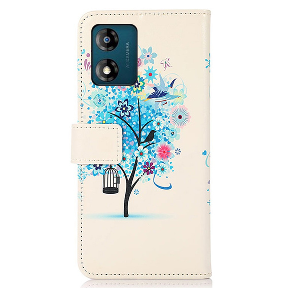 Откидной чехол для Motorola Moto E13, Wallet Tree, синий